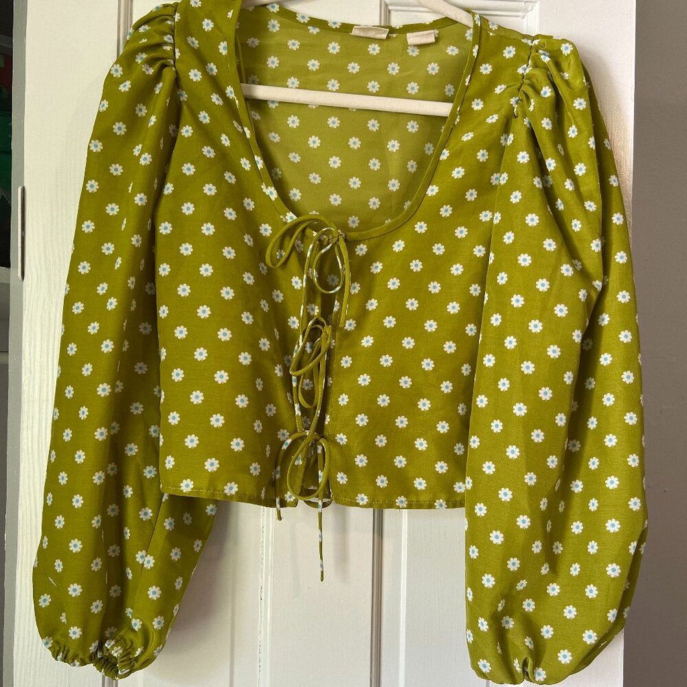Levi's Green Chartreuse Retro Daisy Tie Top